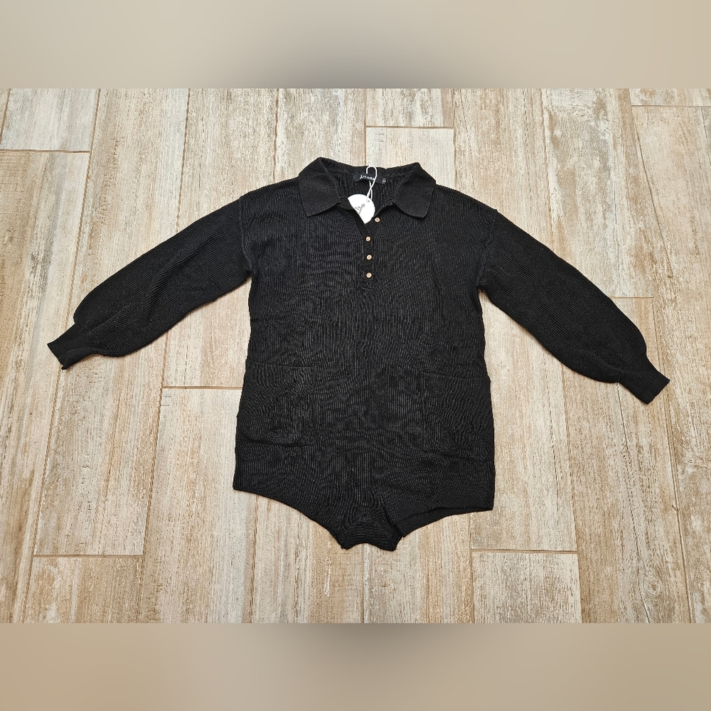 Anrabess Oversized Ribbed Sweater Romper